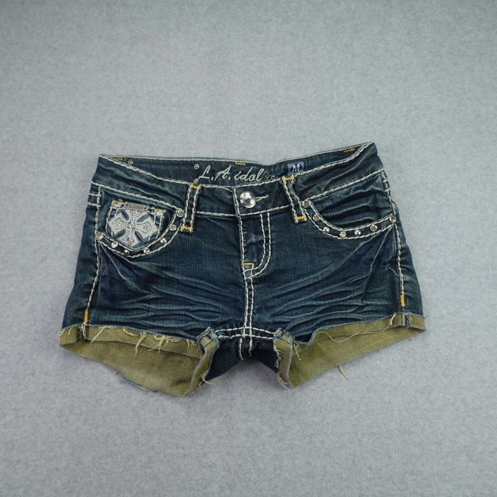 LA Idol USA Shorts Womens Medium Blue Y2K Bling Jean Denim